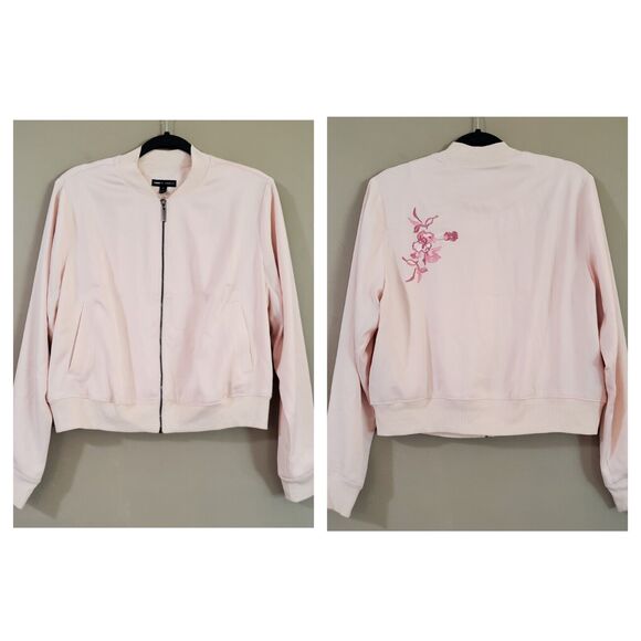 Glamour by Lane Bryant Womens Pink Ladies Jacket Size 14 M/L Zip Embroidered - Picture 1 of 10